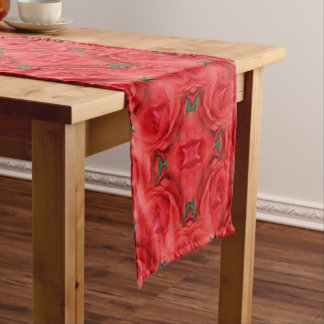 Chemin De Table Court Fleur de rose rouge Abstrait Motif de la nature