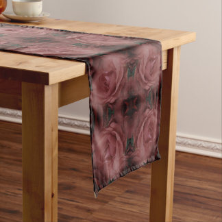 Chemin De Table Court Fleur de rose rouge Abstrait Motif naturel Vintage