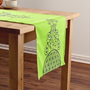Chemin De Table Court Fleur de vie - Ornements Vintages or bleu