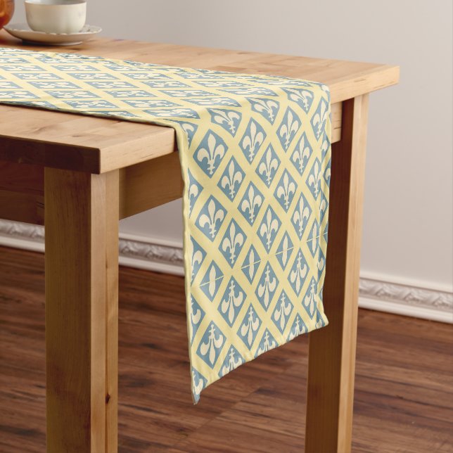 Chemin De Table Court Fleur gris bleu (In Situ)