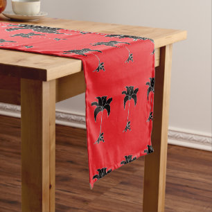 Chemin De Table Court Fleur Noir Rouge