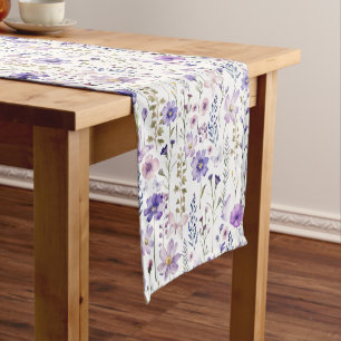 Chemin De Table Court Fleur sauvage Jardin Purple Aquarelle Table Runner