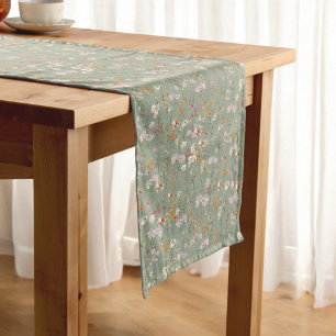 Chemin De Table Court Fleur sauvage Vert Sage Mariage Boho Dans Bloom Ga