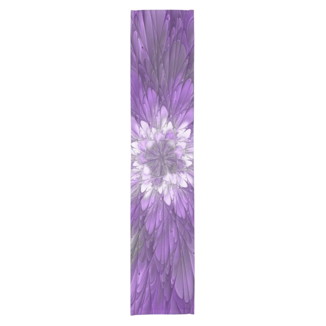 Chemin De Table Court Fleur Violette Abstraite Art Fractal Psychédélique (Devant)