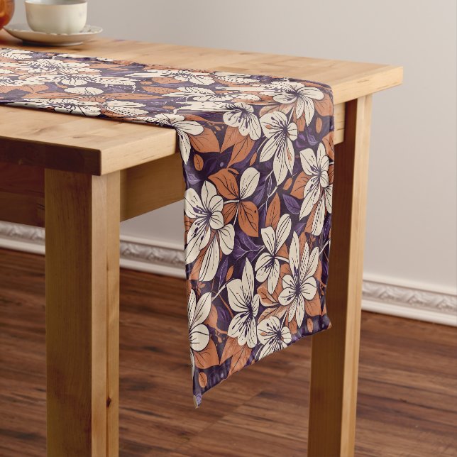 Chemin De Table Court Fleurs d'automne modernistes Purple & Crème Jeu d' (In Situ)