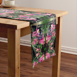 Chemin De Table Court Fleurs de colonne rose Motif Abstrait