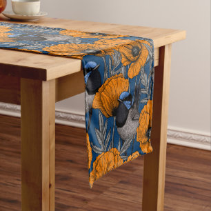 Chemin De Table Court Fleurs de fleurs et fleurs de pavot orange