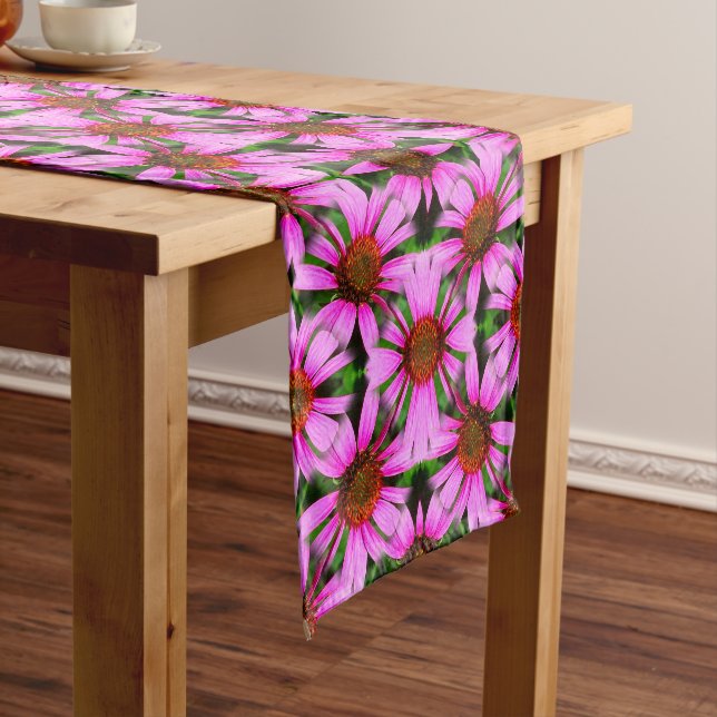 Chemin De Table Court Fleurs de marguerite rose Motif Abstrait (In Situ)