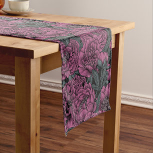 Chemin De Table Court Fleurs de pivoines violettes