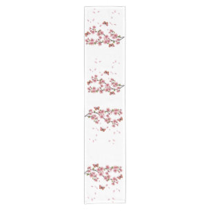 Chemin De Table Court Fleurs et papillons
