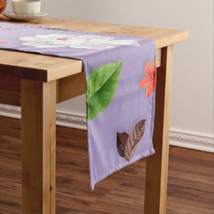 Chemin De Table Court Fleurs jaunes et roses blanches 21