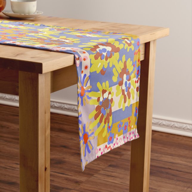 Chemin De Table Court Fleurs marguerites modernes en Patchwork sur Périw (In Situ)