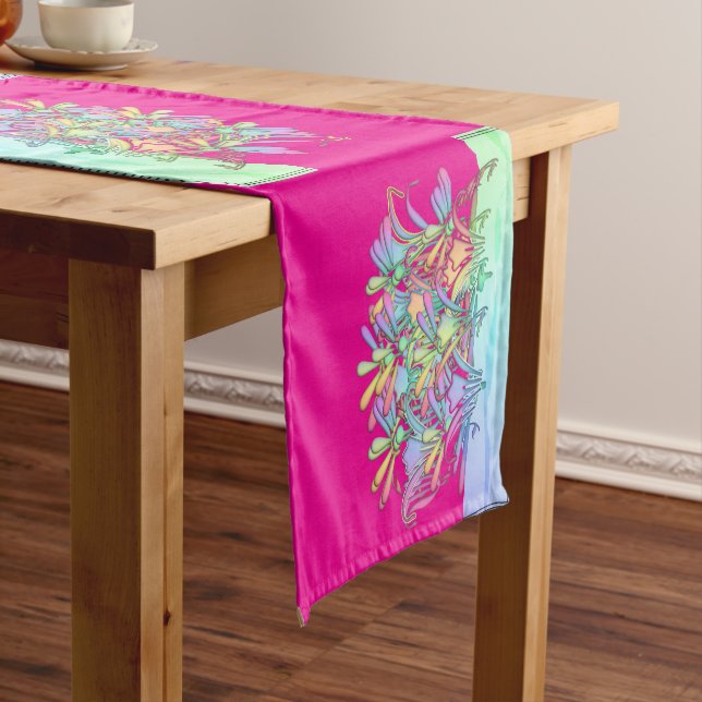 Chemin De Table Court Fleurs Pastel Rose Chaud (In Situ)