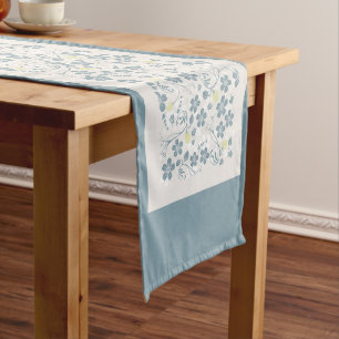 Chemin De Table Court Fleurs Plumbago Tourmaline