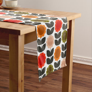Chemin De Table Court Fleurs rétro groovy de style moderne du milieu du
