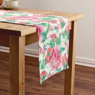 Chemin De Table Court Fleurs roses brillantes Fille Motif