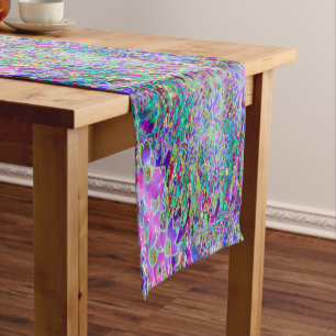 Chemin De Table Court Fleurs roses et violettes abstraites hallucinantes