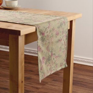 Chemin De Table Court Fleurs vintages victoriennes à la mode Fleur fanta