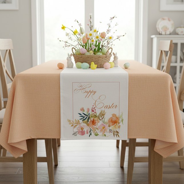 Chemin de table court floral aquarelle Pâques joye (Créateur téléchargé)