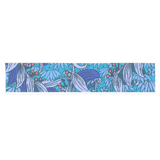 Chemin De Table Court Floral bleu ancien Boho moderne (Horizontal)