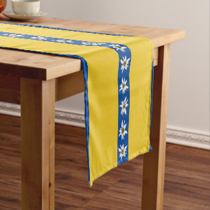 Chemin De Table Court Floral bleu et jaune Edelweiss