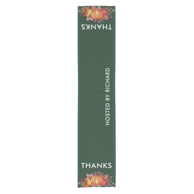 Chemin De Table Court Floral Emerald Green Thanksgiving Dîner (Devant)