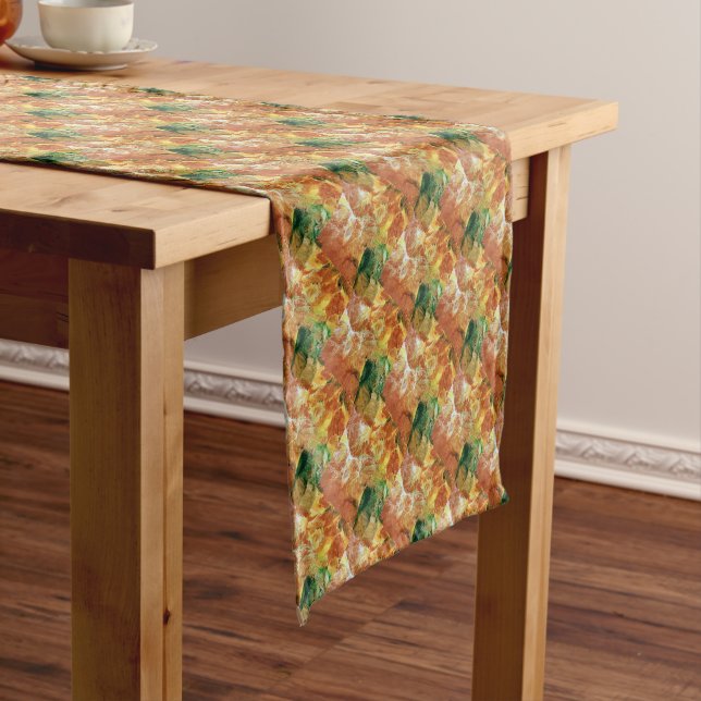 Chemin De Table Court Floral orange et vert (In Situ)