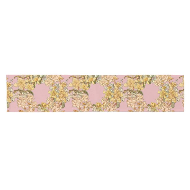 Chemin De Table Court Floral Spring Fleur de couronne rose Fleurs Art (Horizontal)