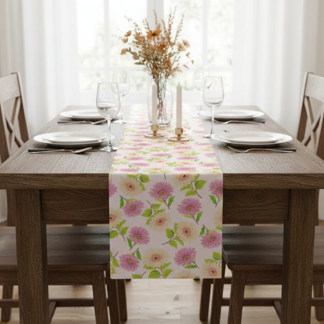 Chemin De Table Court Floral Table Runner - Elegant Wedding & Party  (Créateur téléchargé)