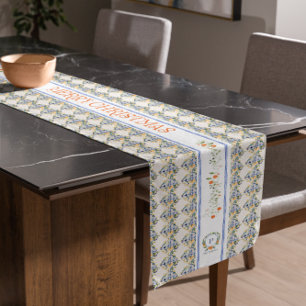 Chemin De Table Court Flore botanique des agrumes de Noël Monogramme