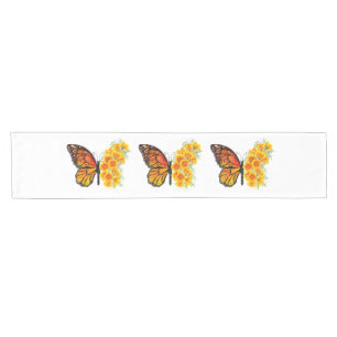 Chemin De Table Court Flower Butterfly with Yellow California Poppy