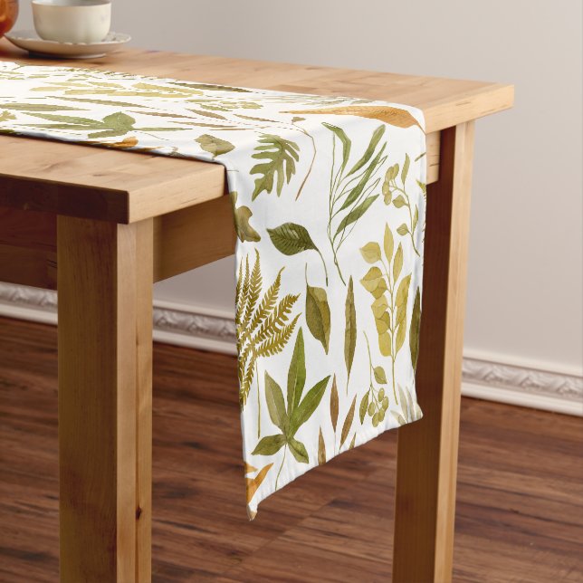 Chemin De Table Court Foliage d'automne Aquarelle Courte Table Runner (In Situ)