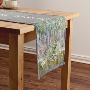Chemin De Table Court forêt d'hiver peinture aquarelle