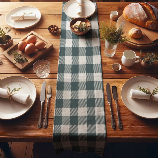 Chemin De Table Court Forêt Green Ferme Buffalo Plaid (Créateur téléchargé)
