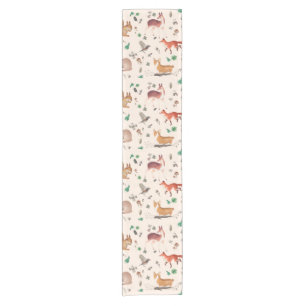 Chemin De Table Court forfait in watercolor pattern- bambi, fox, coney