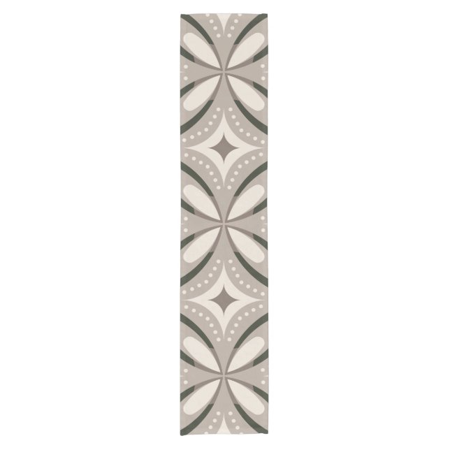 Chemin De Table Court Formes circulaires rétro beige et marron (Devant)