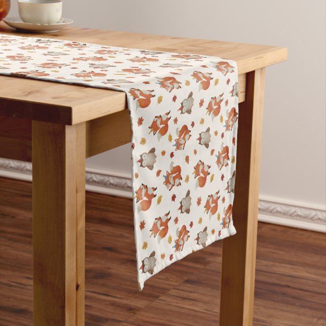 Chemin De Table Court Foxes and Owl Woodland Fall Kids Birthday  (In Situ)