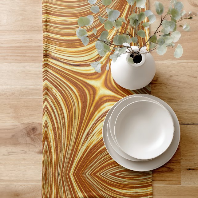 Chemin De Table Court Fractale dorée abstraite (Créateur téléchargé)
