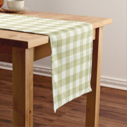 Chemin De Table Court French Country Meadow En vichy - sauge vert plaid.