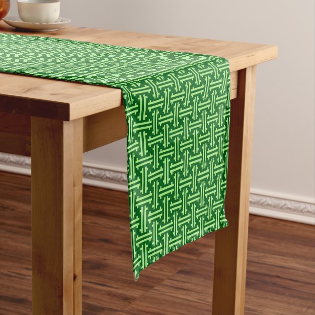 Chemin De Table Court Fret chinois Art déco, Jade Green (In Situ)