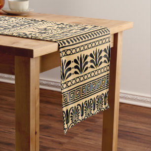 Chemin De Table Court Fret grec, Motif méditerranéen, Brown