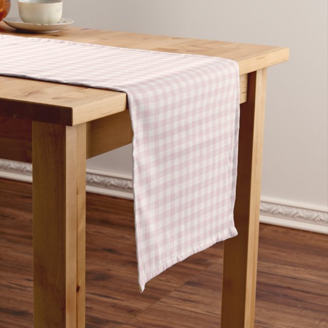 Chemin De Table Court Gingham Classique de Printemps | Douce Rose (In Situ)