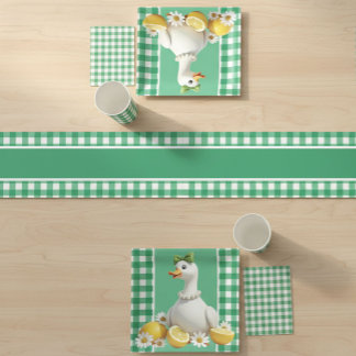 Chemin De Table Court Gingham Vert 