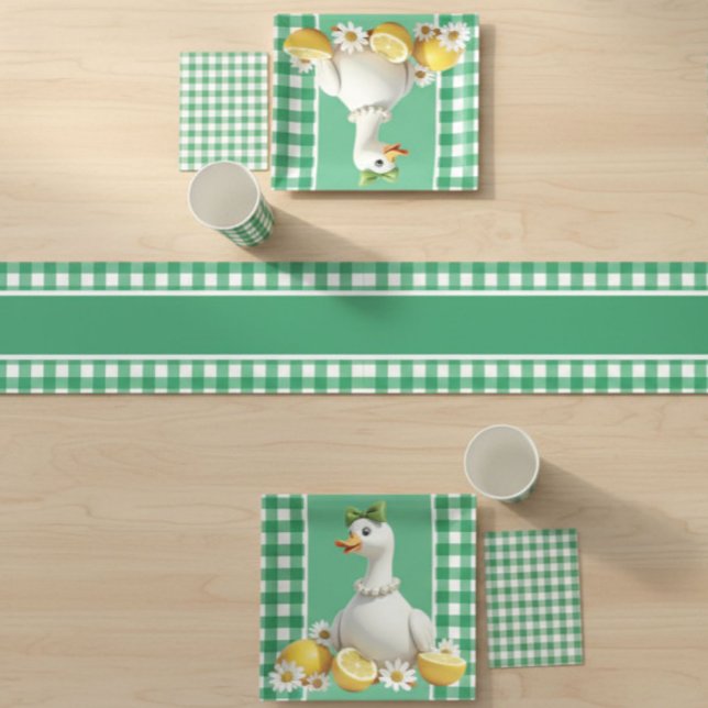 Chemin De Table Court Gingham Vert  (Créateur téléchargé)