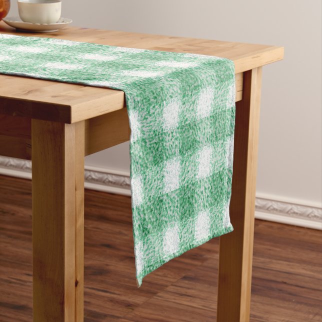 Chemin De Table Court Gingham vert menthe  (In Situ)