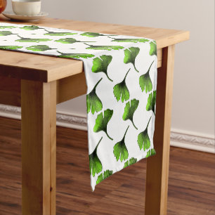 Chemin De Table Court Ginkgo Biloba Feuille Motif d'art botanique