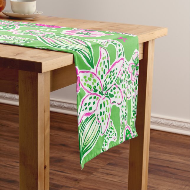 Chemin De Table Court Giraffes Preppy Lily Rose Vert (In Situ)