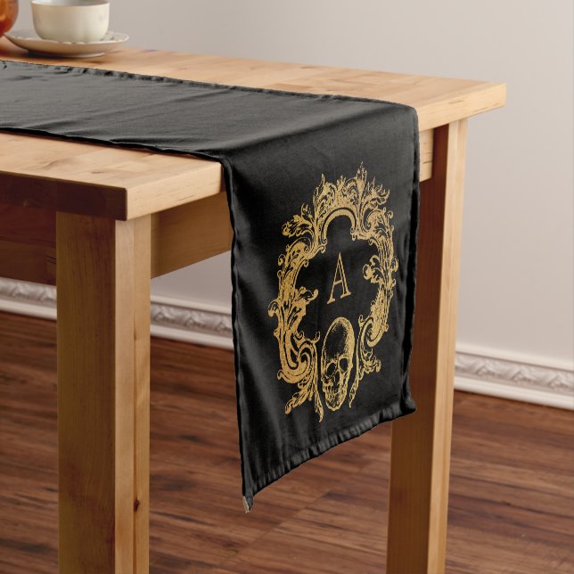 Chemin De Table Court Glam gothique | Runner table | Noir (In Situ)