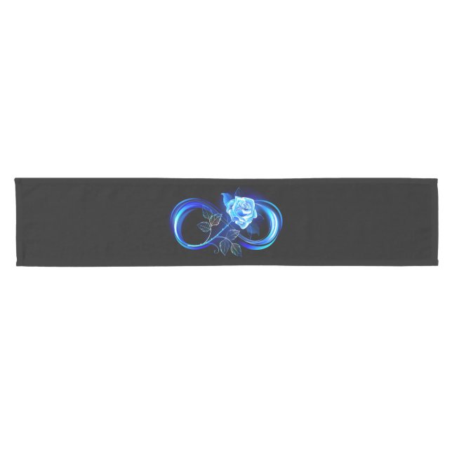 Chemin De Table Court Glowing infinity with blue rose (Horizontal)