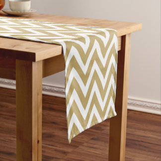 Chemin De Table Court Gold Modern Chevron Stripes